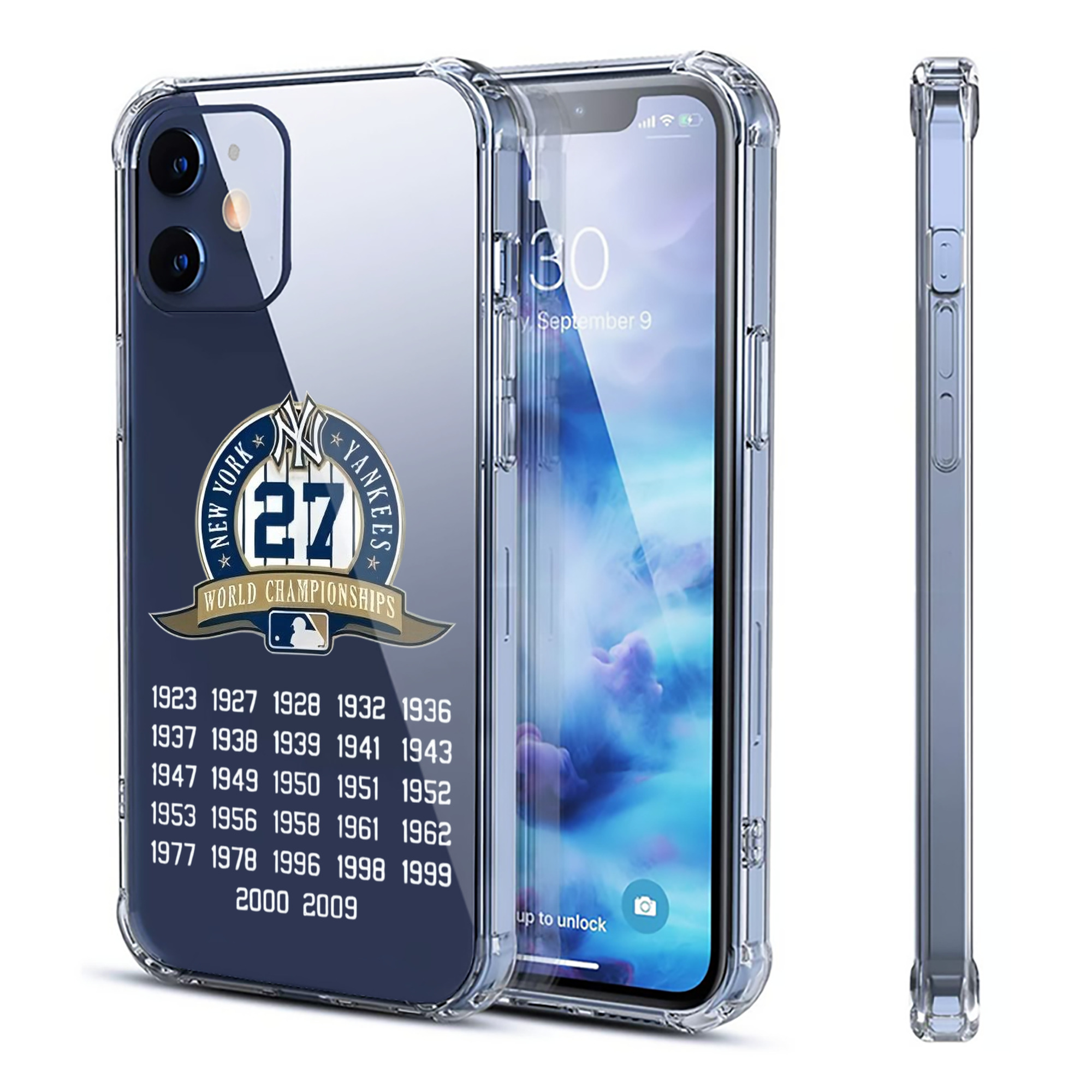 New York Yankees 27 WS Championships Clear IPhone 12 Case – Soft TPU With UV Print – Enhanced Drop Protection, Precise Fit, Anti-Fingerprint, Customizable Design, Scratch-Resistant, Yellow-Resistant